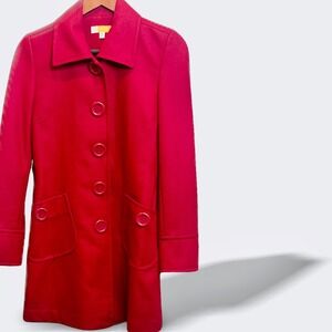 Tulle Pea Coat Burgundy Bold Polka Dot Lined Retro Swing Coat Jacket Women Small